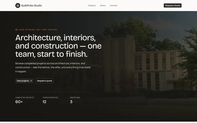 BuildFolio homepage